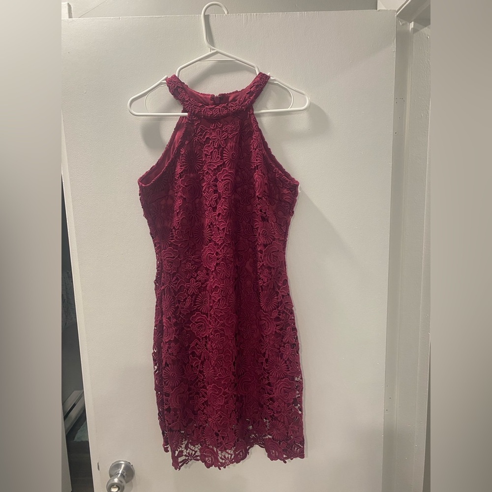 Lulus Love Poem Magenta Lace Mini Dress